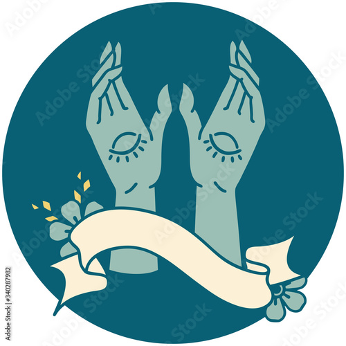 icon with banner of mystic hands