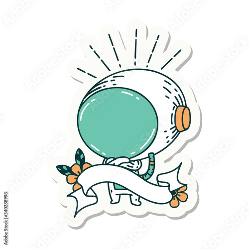 sticker of tattoo style astronaut