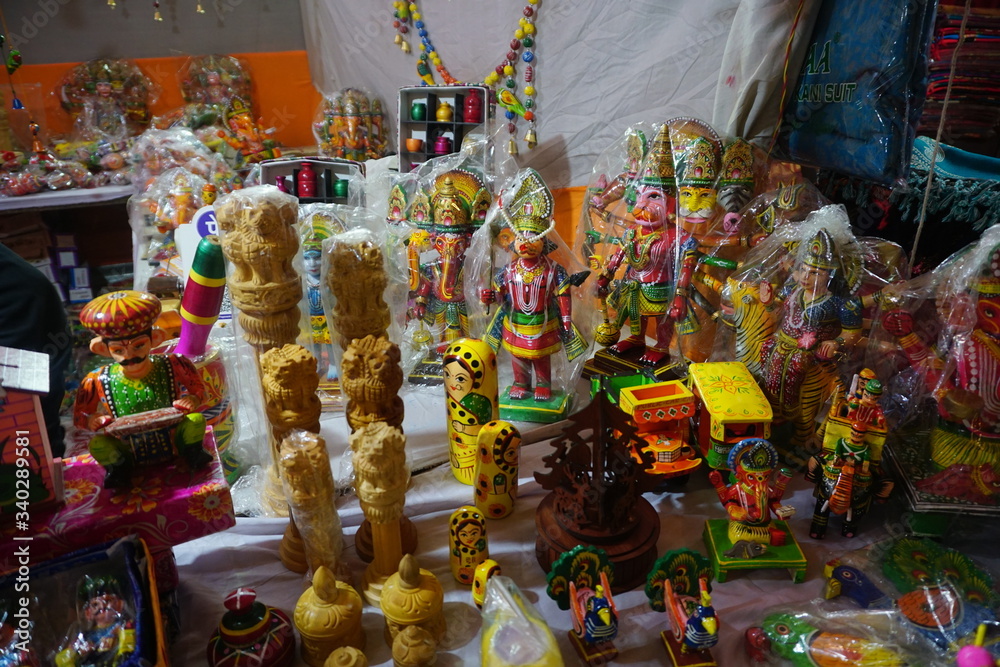 wodden colorful toys for sale in a fair