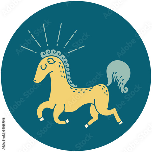 icon of tattoo style prancing stallion