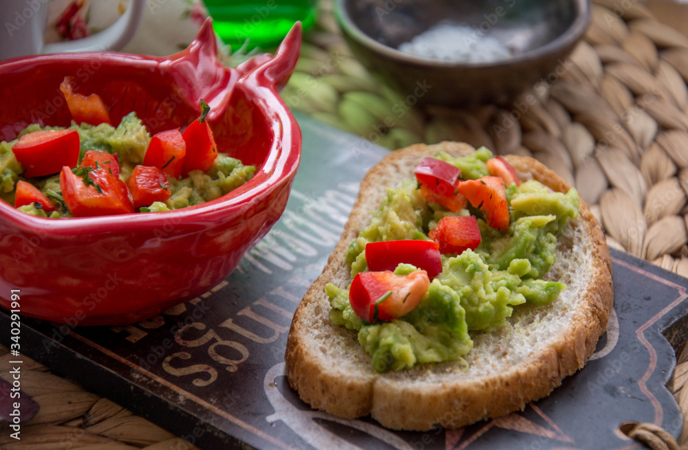 bruschetta with a paste of avocado bruschetta with a paste of avocado