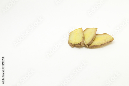 slice ginger, isolated on white background