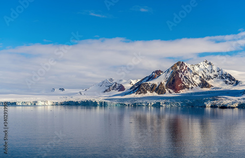 Antarctic landscape with mountains view from expedition ship 