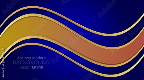 Metallic chrome golden royal blue yellow elegant realistic geometric abstract modern frame background hi-tech techno futuristic rippled decoration