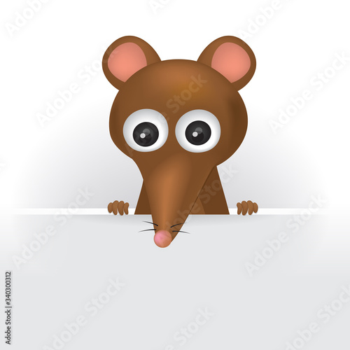 Vector of funny cartoon rat. Deratization and rodent extermination service concept