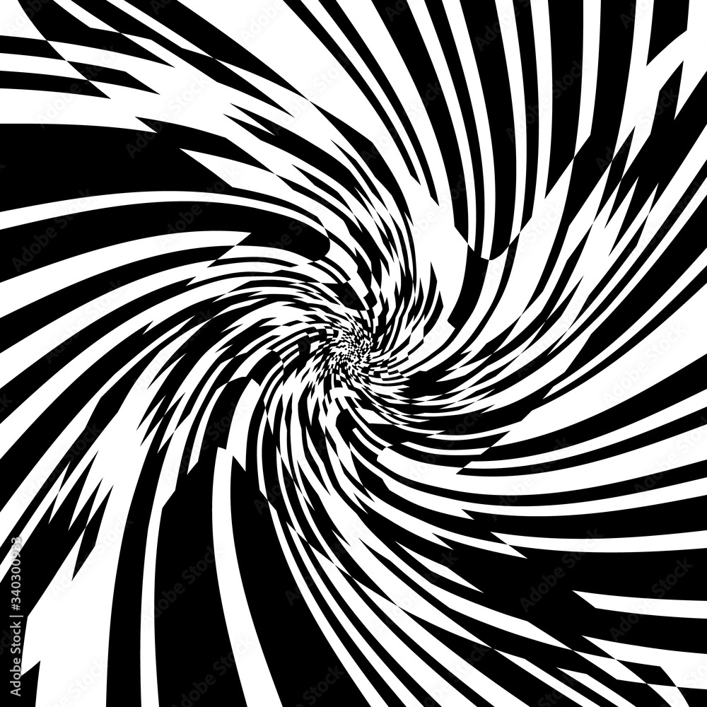 Black and White Stripes Rotating in a Tunnel with Spiraling Effect Black and White Stripes Rotating in a Tunnel with Spiraling Effect