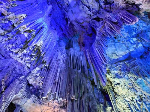 GIBRALTAR, UK - OCTOBER 21, 2019: casual view inside St. Michael's cave in Gibraltar rock