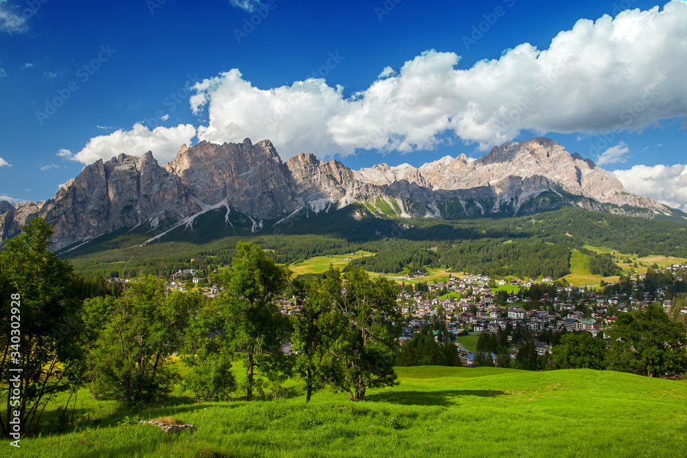 scenic view of Cortina d'Ampezzo in summer scenic view of Cortina d'Ampezzo in summer