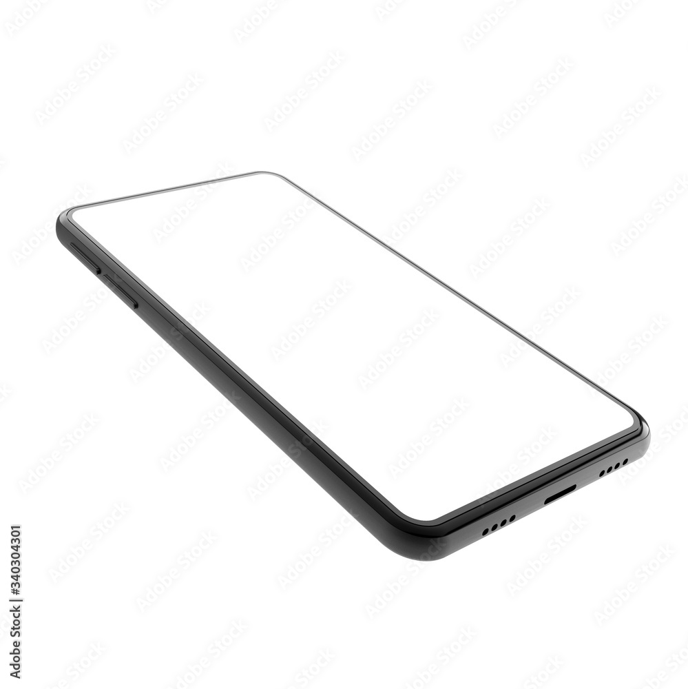 Realistic mock-up smart phone with blank screen 3D rendering isolated on white background . clipping path Realistic mock-up smart phone with blank screen 3D rendering isolated on white background . clipping path