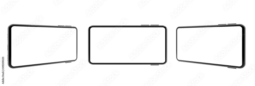 Realistic mock-up smart phone with blank screen 3D rendering isolated on white background 3 position . clipping path Realistic mock-up smart phone with blank screen 3D rendering isolated on white background 3 position . clipping path