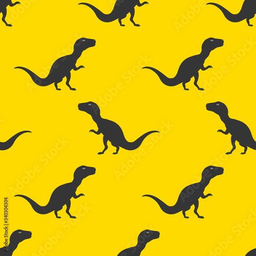 Cartoon Dino Silhouette Icon. Pattern Background Wallpaper