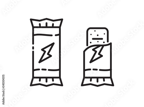 Protein bar simple icon. Useful energy snack in vector in a flat linear style. photo