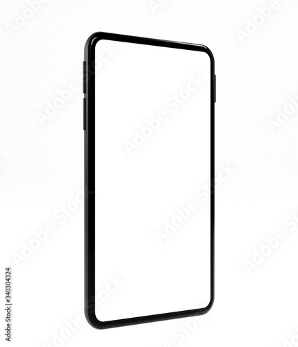 Realistic mock-up smart phone empty screen 3D rendering isolated on white background 
