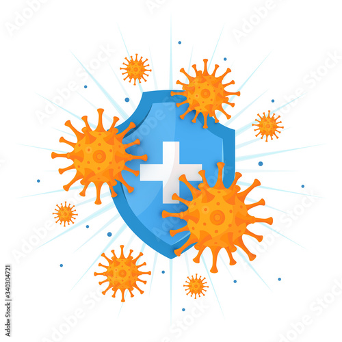 Immune system icon in cartoon style, vector