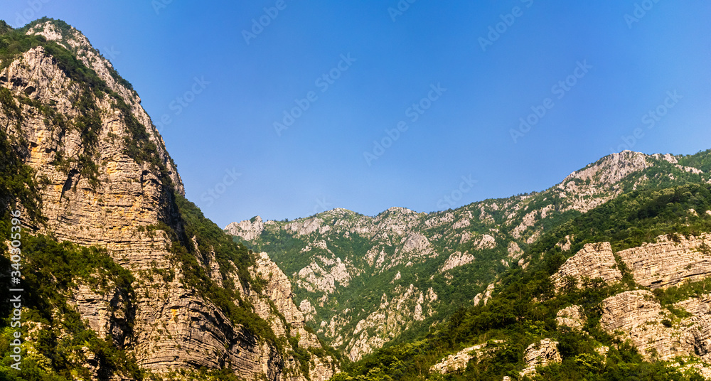 Rocky mountains in the canyon of the Moraca river in Montenegro