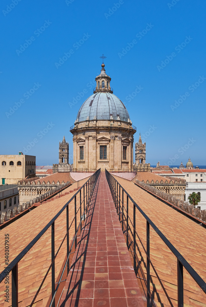 view on the main Cupola of Palermo Cathedral from the rooftop