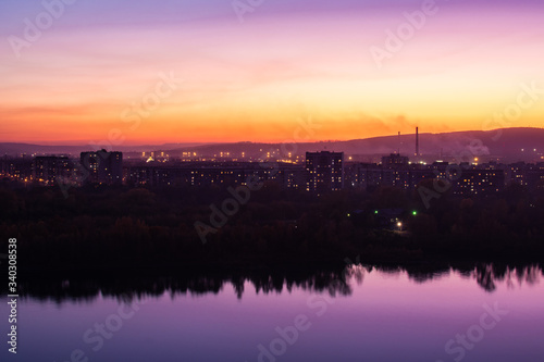 view of the night city of Novokuznetsk
