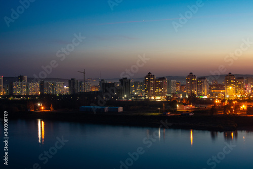 view of the night city of Novokuznetsk 