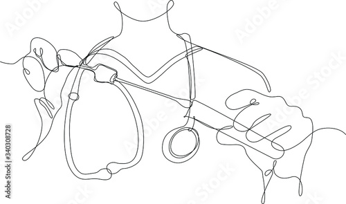medico preleva un tampone, disegno stile linea singola continua