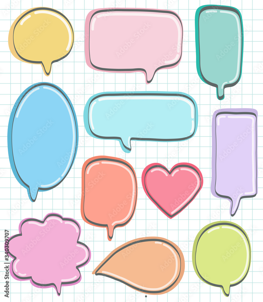Hand drawn set speech bubbles with handwritten. Hand drawn set speech bubbles with handwritten.