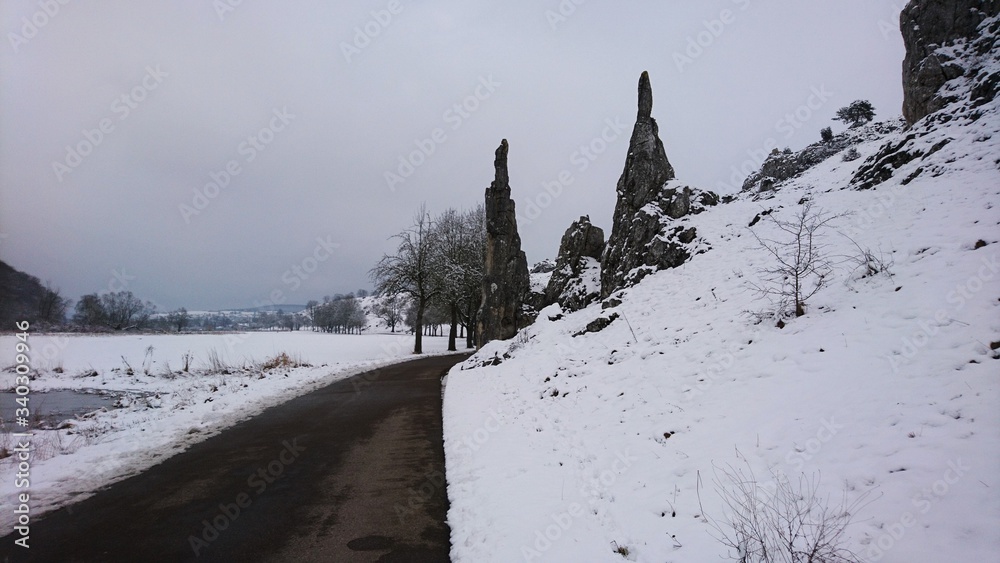 Fototapeta premium Ruhige Landschaft mit Schnee bedeckt
