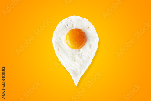 breakfast is here, location icon created from egg omelette (ID: 340310582)