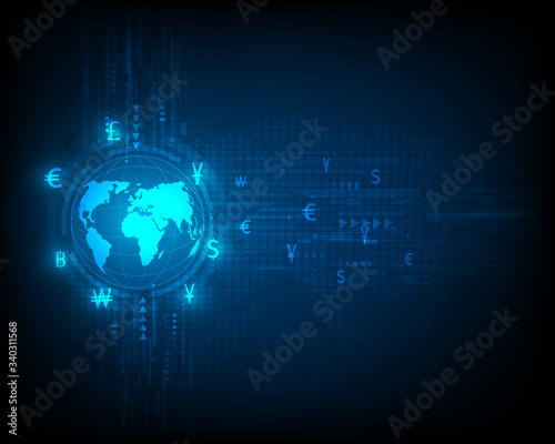 Currency exchange technology Blue abstract high speed network