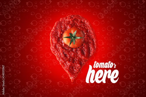 tomato is here, location icon created from tomato sauce (ID: 340311967)