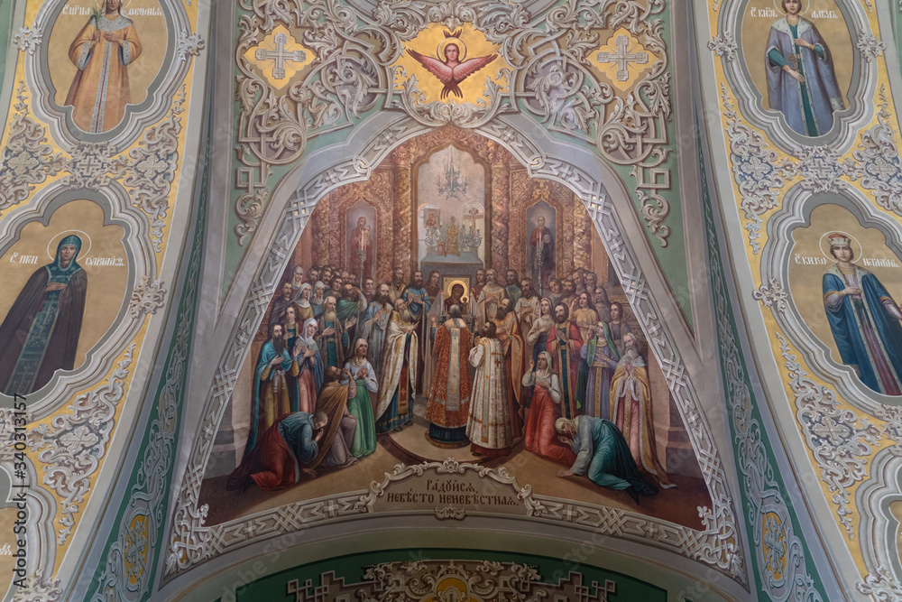 Inside the orthodox church in kazan kremlin in Tatarstan