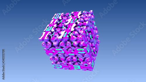Mandelbulb cube changing morphing liquid colors