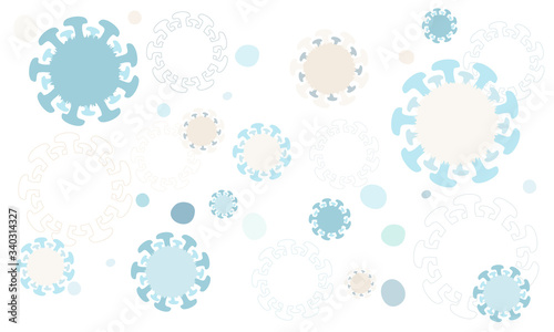 Background with various Coronavirus cells. Covid-19 biology bacterial illustration concept. Flat vector.
