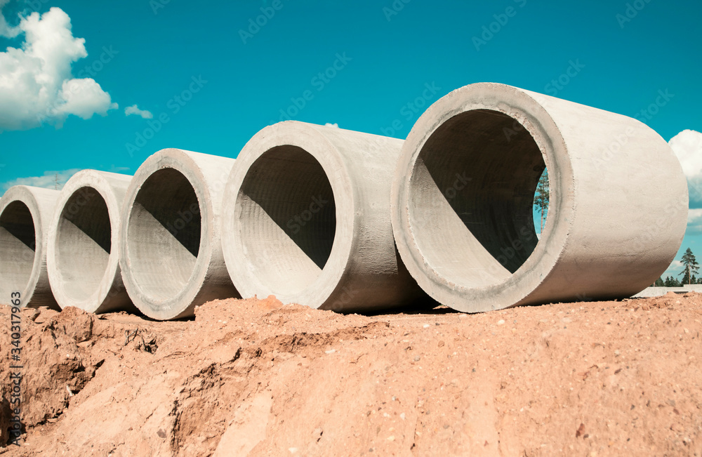 ring storage for road pipe against the sky ring storage for road pipe against the sky