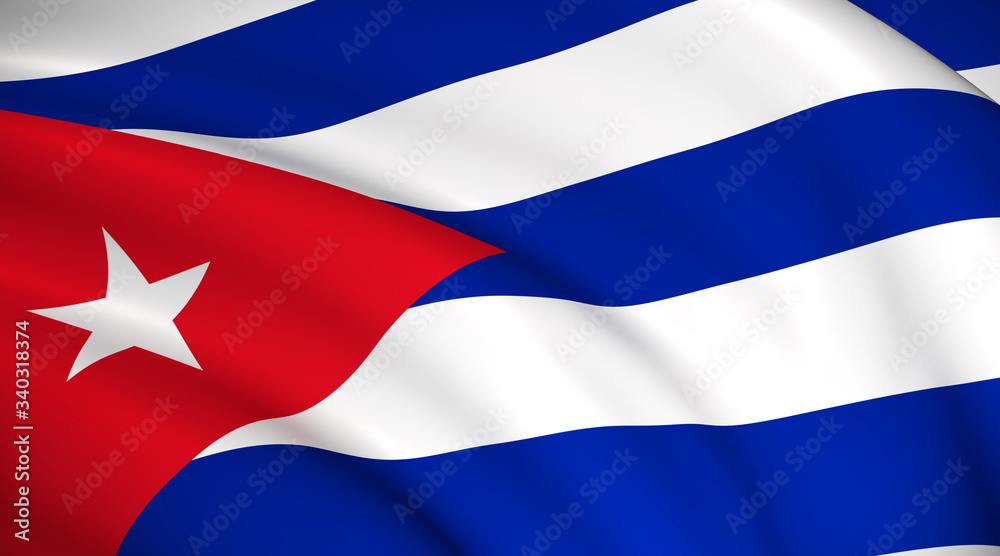 Fototapeta premium Cuba National Flag (Cuban flag) - waving background illustration. Highly detailed realistic 3D rendering