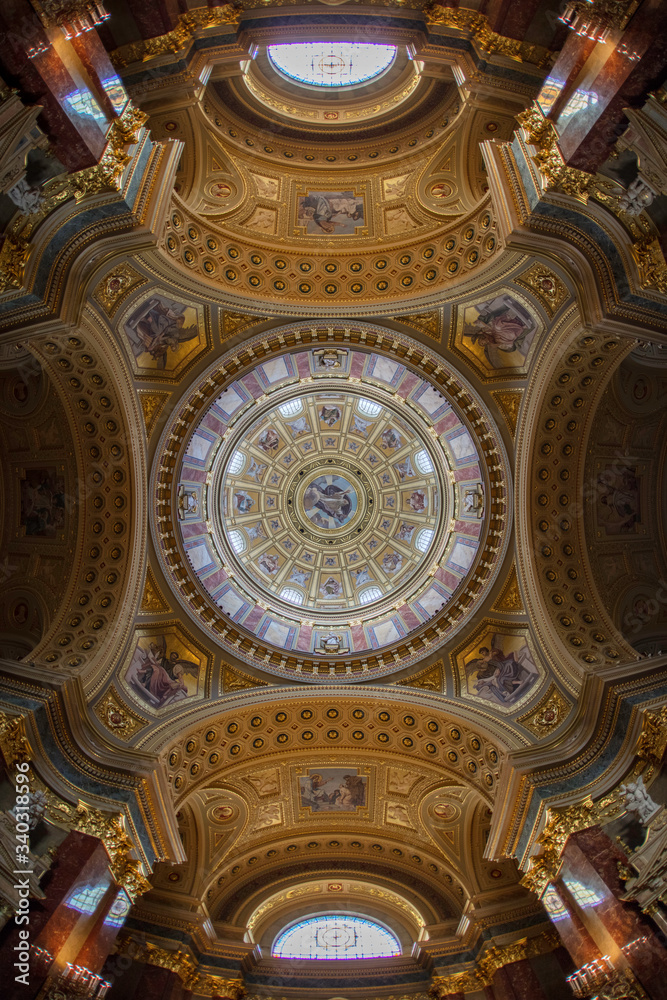 Stephen's Basilica dome interior image in Budapest, Hungary
