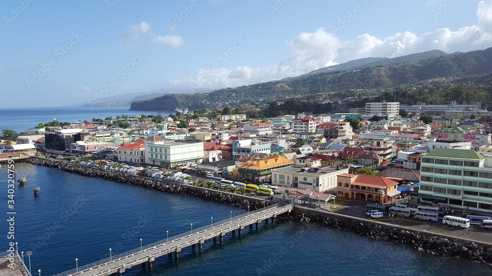 Caribbean Port City Awaits Cruise Ship Tourists 