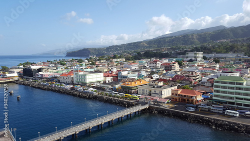 Caribbean Port City Awaits Cruise Ship Tourists 