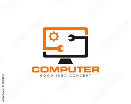 Computer Technology Logo Icon Design Vector