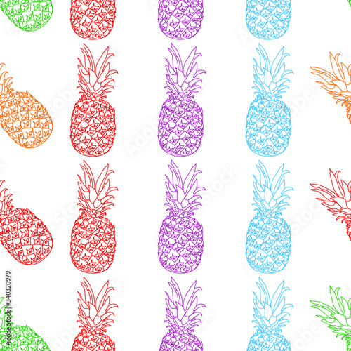 Pineapple graphic design vector art in various colors