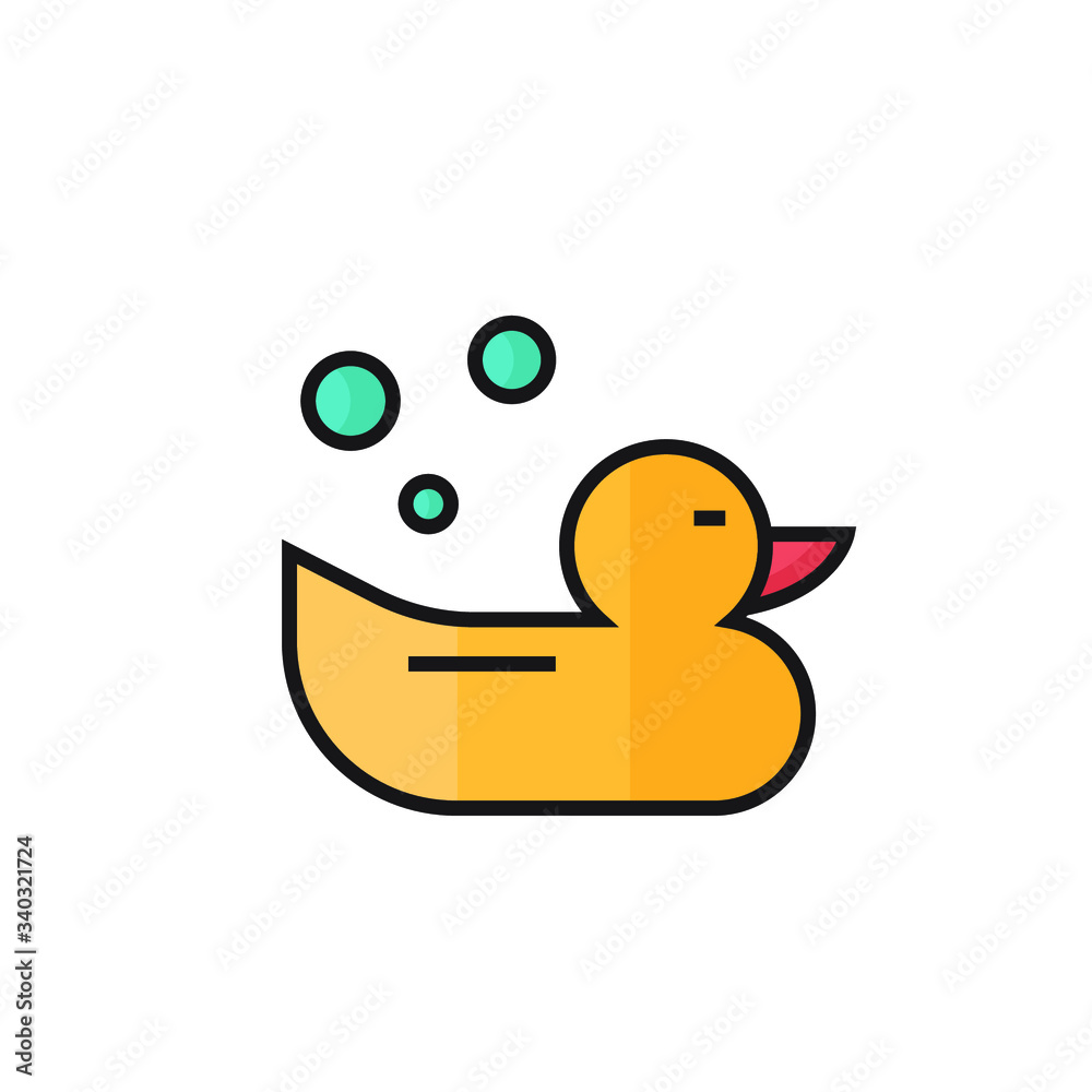 rubber duck icon vector filled outline isolated on white background