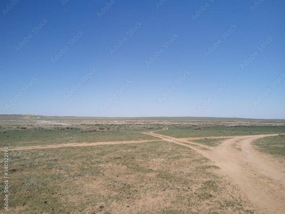 rural landscape with a road in inner mongolia