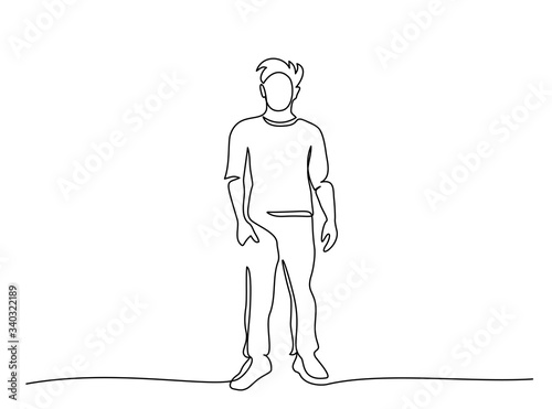 Continuous one line drawing. Standing man. Vector