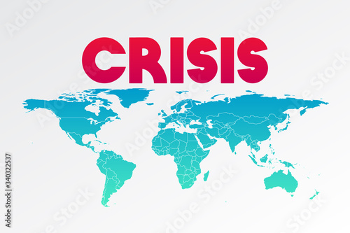 World crisis vector illustration. Symbol with map for infographics  economy  pandemic  global disease  information  report  design element  icon  sign