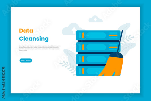 Data cleansing illustration concept. This design can be used for websites, landing pages, UI, mobile applications, posters, banners