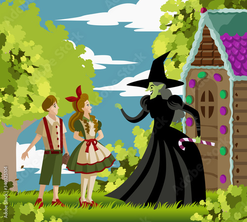 hansel and gretel and the evil witch with a candy photo