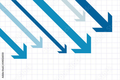 Arrows pointing down info graph. Concept representing decline and retrogression.