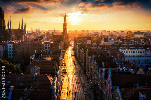 Obraz na płótnie Gdańsk z lotu ptaka w salonie