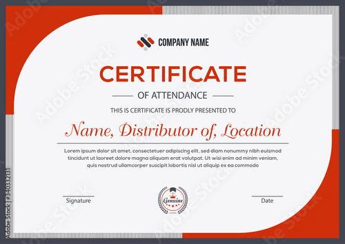 orange modern certificate for corporate companies and all types business and other sectors