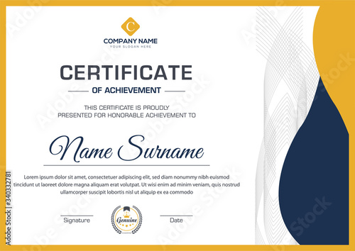minimal modern certificate for corporate companies and all types business and other sectors