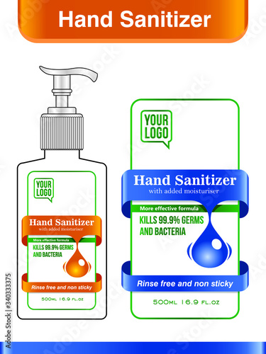 Hand sanitizer label design vector graphic template for packaging design.