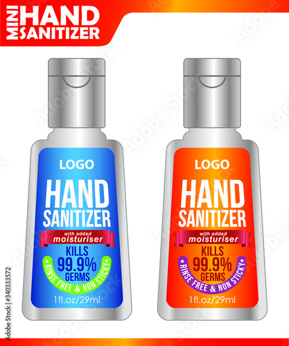 Hand sanitizer label design vector graphic template for packaging design.